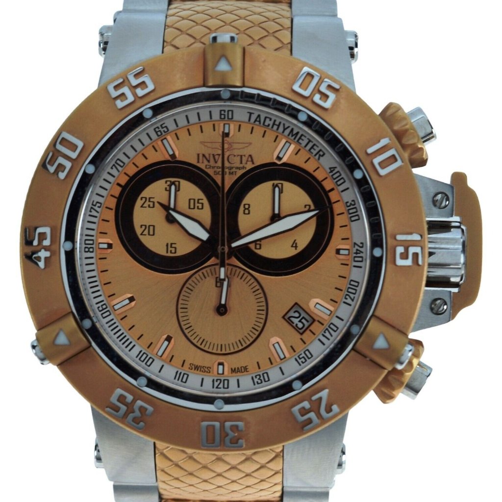 Men's 50mm Invicta Subaqua Noma Iii 500m Two Tone Rose Quartz Watch Ref: 15953!